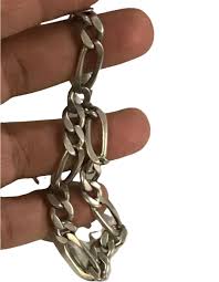 Figaro chain Link Sterling Silver Bracelet 20.3 Grams 9 ...