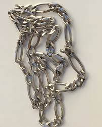 Vintage Sterling Figaro Link Men's Long Heavy Chain Necklace ...