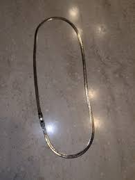 14K White GF Rope Flat Chain 23.5" Long Necklace Herringbone ...