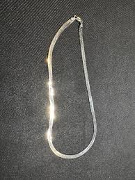 Vintage Italy 925 Sterling Silver Herringbone Chain Necklace ...