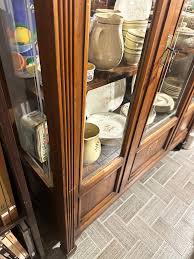 20th Italian walnut display cabinet inlaid with side glass For Sale at 1stDibs