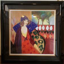 Itzchak Tarkay Indigo Chapeau Framed 35 x 35 Seriolithograph Print | eBay