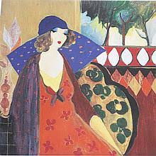 Sold at Auction: Itzchak Tarkay, Itzchak Tarkay, Israel (1935-2012), Indigo Chapeau, 2002, seriolithograph on paper, 27" H x 27 1/4" W