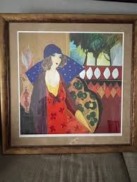 Itzchak Tarkay "Indigo Chapeau" Signed Seriolithograph 25" x ...
