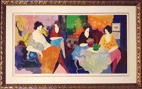 Itzchak Tarkay "Small Talk" Hand Signed Framed Serigraph ...