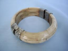 Vintage Old Bone and Silver Tone Hinged Bangle Bracelet - Etsy