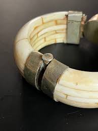East Indian Bone Bangle/cuff With Onyx Clasp - Etsy