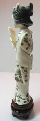 Sold at Auction: ANTIQUE IVORY GEISHA GIRL POLYCHROME W FANS