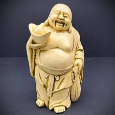 Chinese Happy Laughing Buddha Figurine Ivory Resin Statue ...