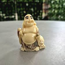 Small Handcarved Resin Japanese Netsuke Budai/hotei Vintage ...