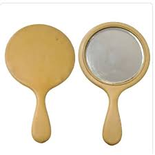 Antique 1920s Celluloid Ivory Pyralin Round Dresser Vanity Mirror | Chairish