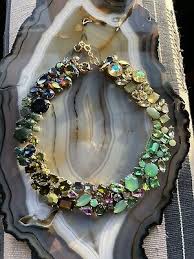 RARE** J. Crew Multi-Colored Ombré Crystal Cluster Necklace ...