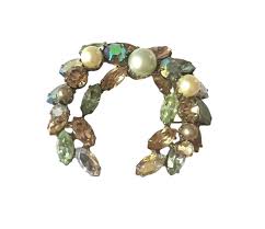 Vintage Signed Regency Light Green, Faux Pearl and Topaz ...