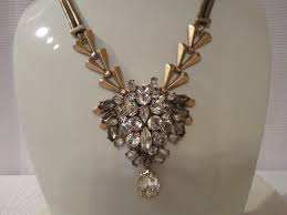 NEW J.CREW AUTHENTIC CRYSTAL CHEVRON-LINK NECKLACE, BRONZE ...