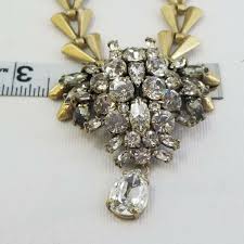 J. Crew Gold-Tone White Rhinestone Stack Teardrop Pendant 2 ...