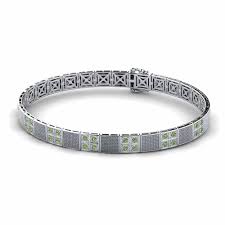 Order 1.68 Carat Round cut 9K White Gold Green Diamond GLAMIRA Men's Bracelet Dialecte | GLAMIRA.com