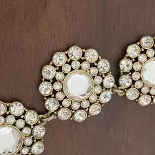 Vintage J Crew Statement Necklace Circular Rhinestones ...