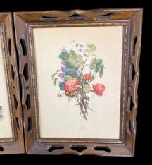 J L Prevost Floral Prints Reticulated Wood Frame Sidney Z Lucas New York Vtg S/2 | eBay