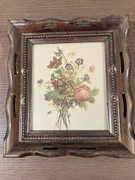VINTAGE 1940s FRAMED T.L. PREVOST PRINT OF FLOWER BOUQUET 12x14 Wood Frame | eBay