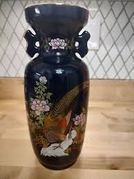 Japanese 12 " Kutani Style Vase Set Cobalt Blue Gold ...