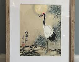 Chinese Painting --pine Trees and Cranes. Chinese Ink Painting. the Art of Lingnan School of Painting. Hand Drawn Original. - Etsy