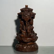 Vintage Wooden Decor Boxwood Carving Three Sides Buddha Statue Wood Sculpture | eBay