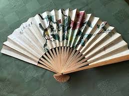 Vintage Asian Chinese Paper Folding Hand Fan Horsemen ...