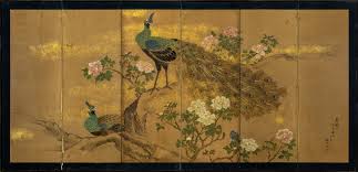 Six-Panel Peacock Byobu – thedavidalancollection