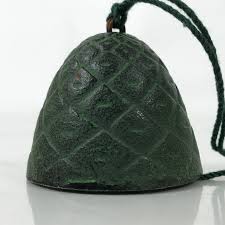 Japanese Iron Furin Wind Chime Tetsurin Vtg Green String Ring Iwate Na | Online Shop | Authentic Japan Antiques