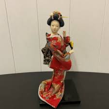 Vintage Antique 1940s Japanese Geisha Doll in Red & Gold Kimono 9” Clothing | eBay