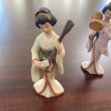 Vintage Japanese Geisha Figurines Porcelain With Instruments ...