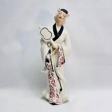 Vtg Oriental Lady #731 Porcelain Hand Painted Fan Floral Kimona? 5" W x 15" H | eBay