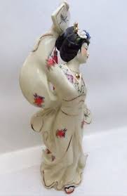 VTG Large Geisha in Kimono Dancing with Fans Porcelain Statue Approx 17”h | eBay