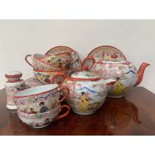 Kutani Geisha Ware Tea Set - Set of 16 | Chairish