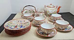 Vintage Asian 20 pc Nippon Tokusei Tea Set Geisha Hand-Painted Porcelain | eBay Australia