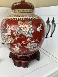 1970s Asian Ming Base Lamp with Shade | Chairish