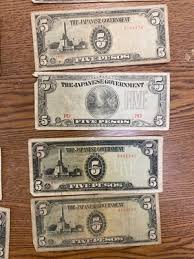 LOT OF 15 The Japanese Government 7- Five, 6-Ten Pesos 1-100 ...