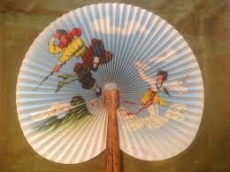 Vintage Chinese Hand Fan Folded Paper With Bamboo Frame - Etsy