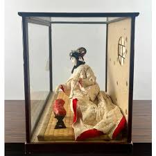 Japanese Geisha Princess Doll in Original Glass & Wood Case | Chairish