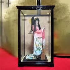 Antique Japanese Geisha Doll in Acrylic Glass Display Case