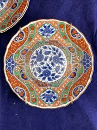 Set of 5 Japanese Ryuho Kiln Marked Plates with Wall Hangers Red Gold 6" | eBay