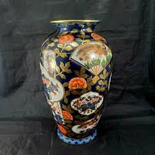 Vintage Chinese Vase Toyo Shin Imari H.F.P. MACAU Chrysanthemums, Fans, Phoenix | eBay