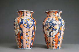 Lot - Pair Kutani Porcelain Vases, H: 12-1/4 inches