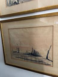 Vintage French Watercolor Serene Landscape, a Pair – Ink and ...