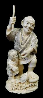 Lot - ASIAN: Two Japanese carved ivory figures, including ...