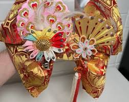 Vintage 1970s Kimono Obi Belt With Elaborate Decorated Bow ...