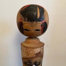 Vintage Japanese Handmade Kokeshi Doll with Tree Bark for sale at Pamono