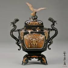 Koro Japanese Bronze Incense burner Takaoka Handcraft Gold ...