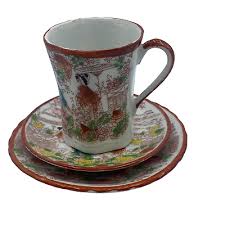 Lot 3 Pieces Antique Japanese Geisha Girls Eggshell Porcelain Plate Cup Saucer | eBay