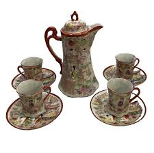 Vtg Orange Dragon Ware Teacup Set of 4 Japanese Handpainted Porcelain Tea Cup | eBay